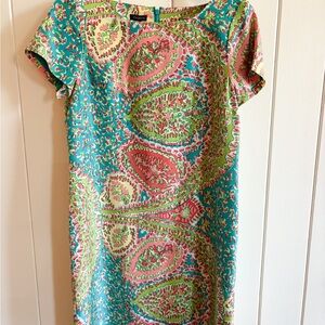 Talbots Blue and Pink Paisley Midi Dress